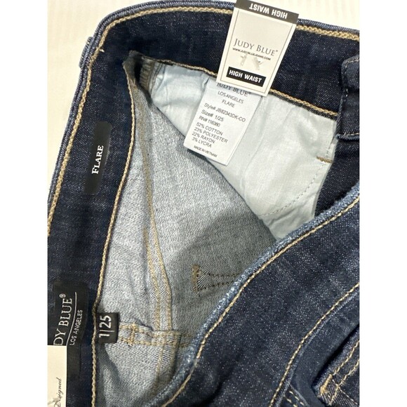 Judy Blue High Waist Flare Jeans Women’s Sz  1/25 Dark Wash Raw Hem Stretch NWT - Picture 12 of 12